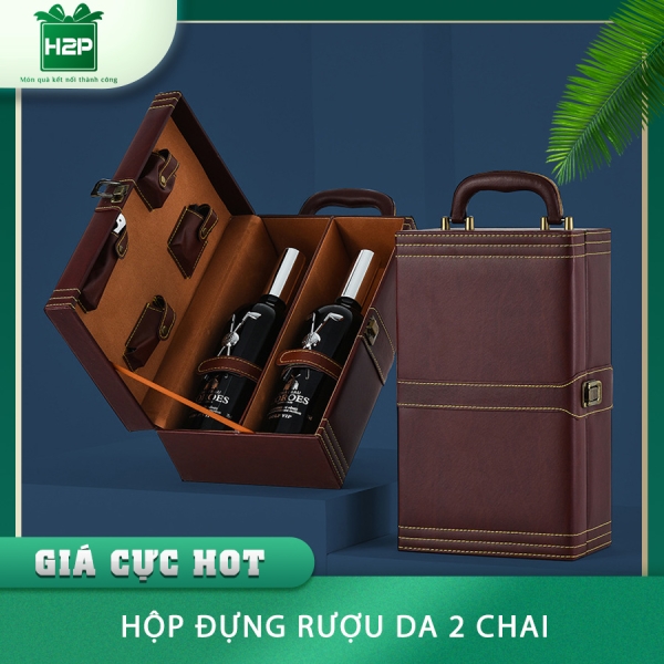 HỘP RƯỢU DA 2 CHAI HDRD-18