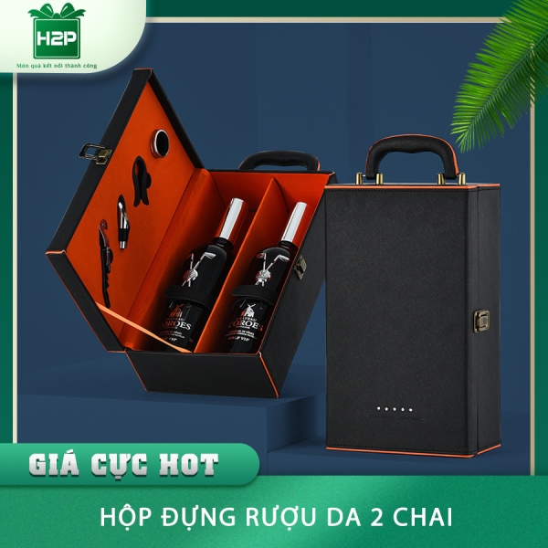 HỘP RƯỢU DA 2 CHAI HDRD-19