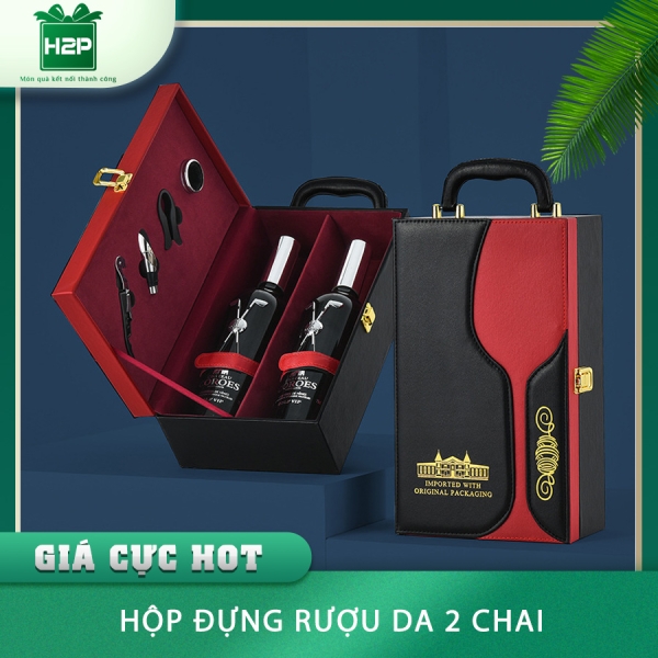 HỘP RƯỢU DA 2 CHAI HDRD-20