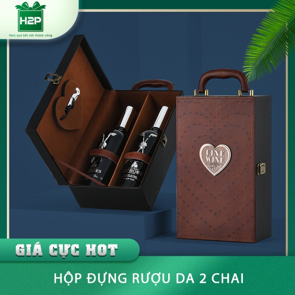 HỘP RƯỢU DA 2 CHAI HDRD-21