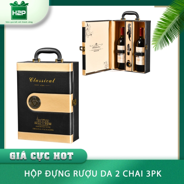 HỘP RƯỢU DA 2 CHAI HDRD-23