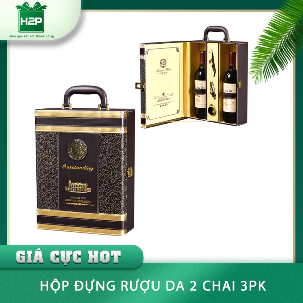 HỘP RƯỢU DA 2 CHAI HDRD-25