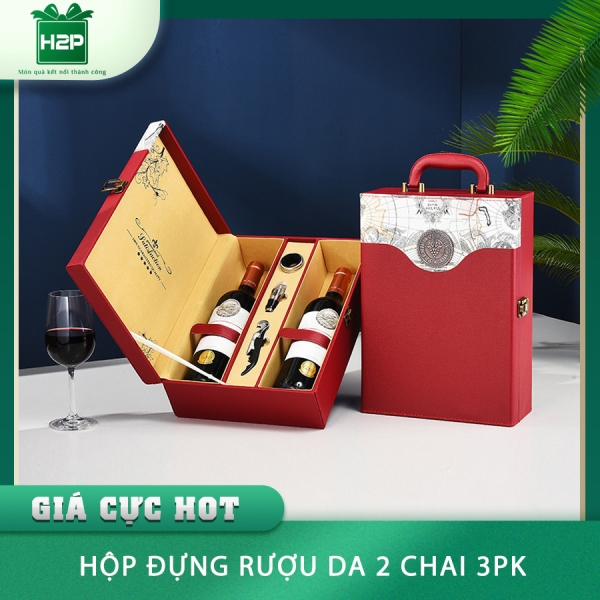 HỘP RƯỢU DA 2 CHAI HDRD-26