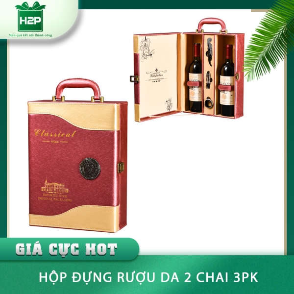 HỘP RƯỢU DA 2 CHAI HDRD-27