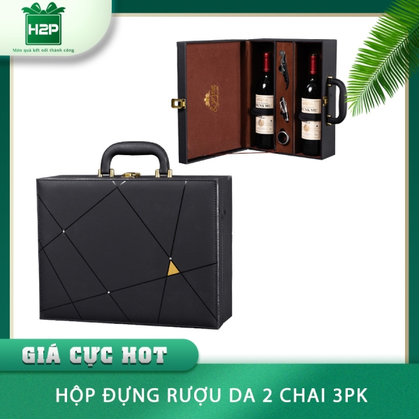 HỘP RƯỢU DA 2 CHAI HDRD-30