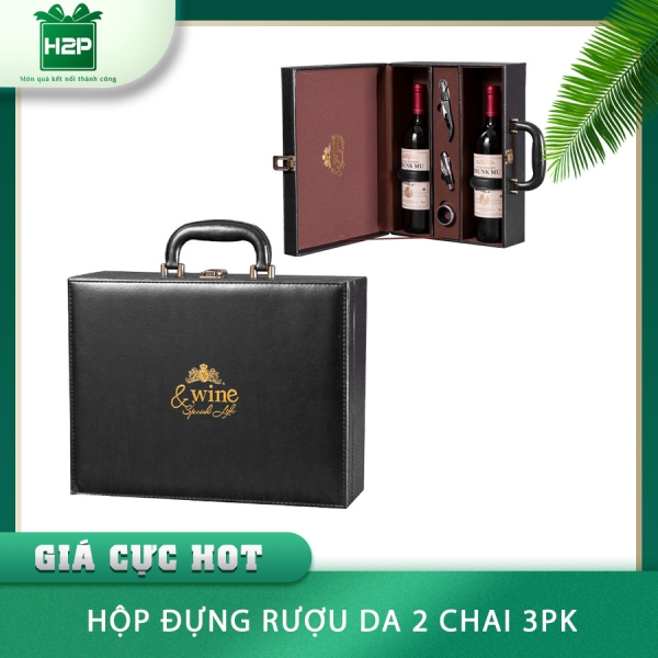 HỘP RƯỢU DA 2 CHAI HDRD-31