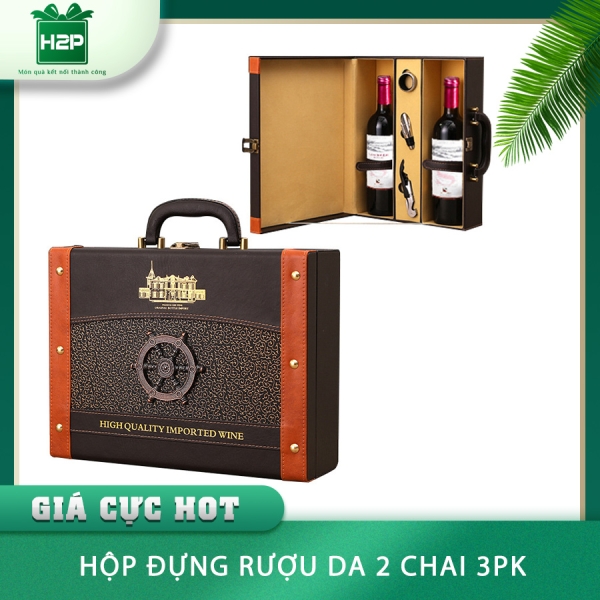 HỘP RƯỢU DA 2 CHAI HDRD-32