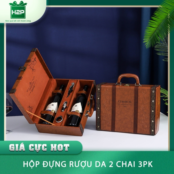 HỘP RƯỢU DA 2 CHAI HDRD-33