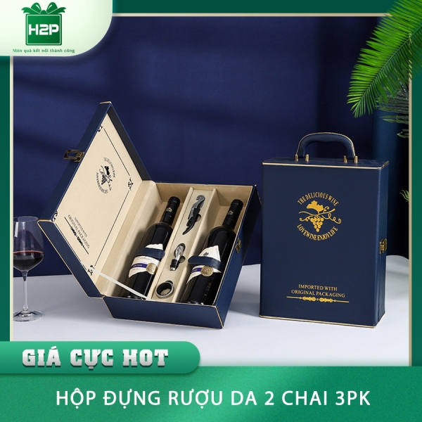 HỘP RƯỢU DA 2 CHAI HDRD-36