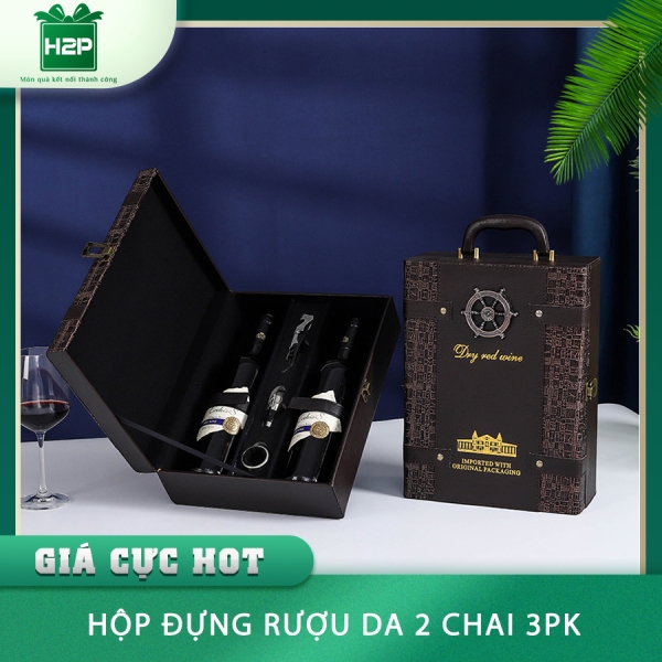 HỘP RƯỢU DA 2 CHAI HDRD-37