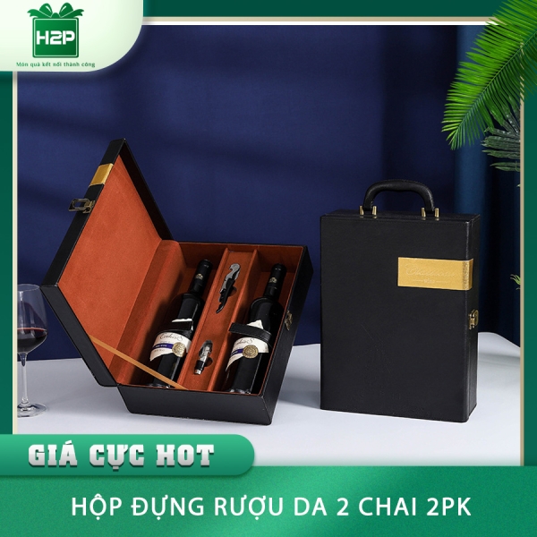 HỘP RƯỢU DA 2 CHAI HDRD-38