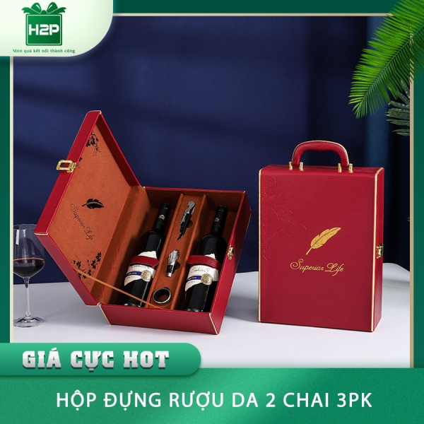 HỘP RƯỢU DA 2 CHAI HDRD-39