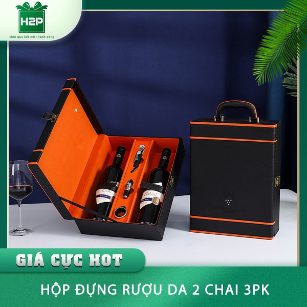 HỘP RƯỢU DA 2 CHAI HDRD-40