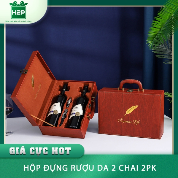 HỘP RƯỢU DA 2 CHAI HDRD-42