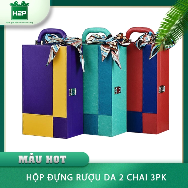 HỘP RƯỢU DA 2 CHAI HDRD-43